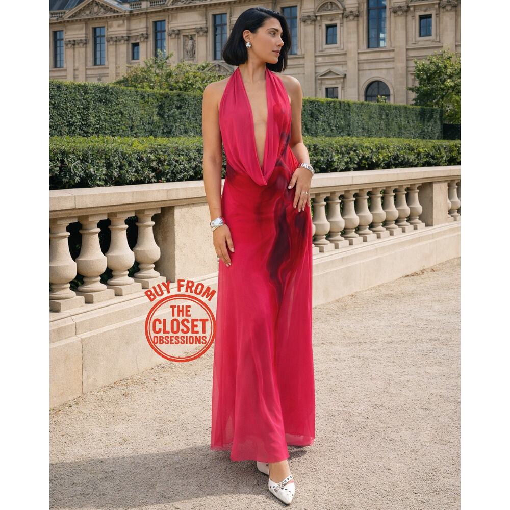 LAST ONE! ZARA Fuchsia Open Back Midi Dress NWT | Blogger Fave Halter Neck - Picture 4 of 16